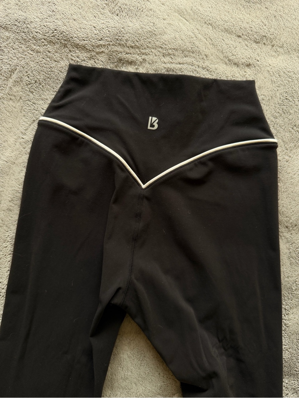 BuffBunny Black High-Waist Leggings with White Trim